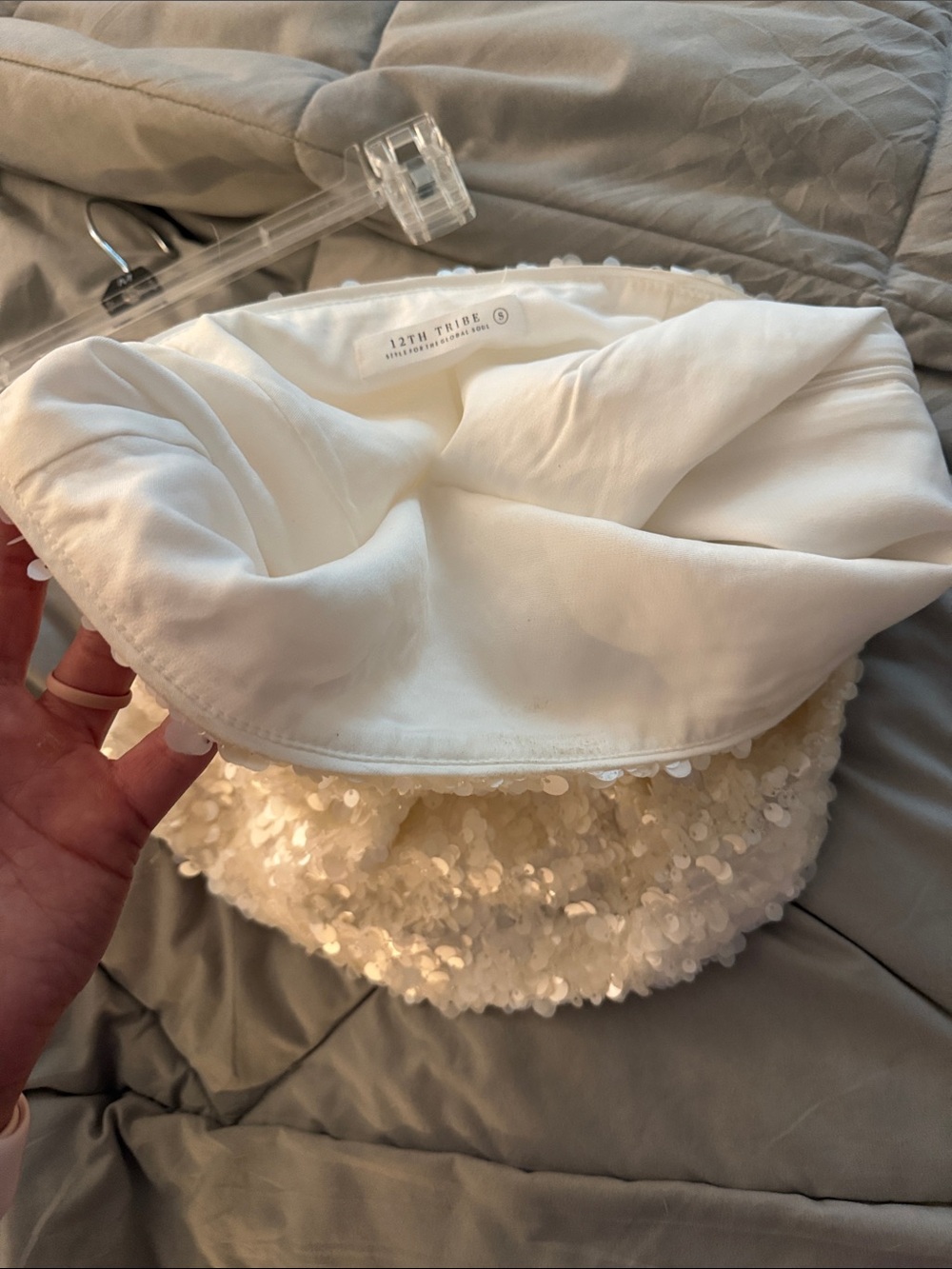 12th Tribe White Sequin Mini Skirt - Picture 6 of 7